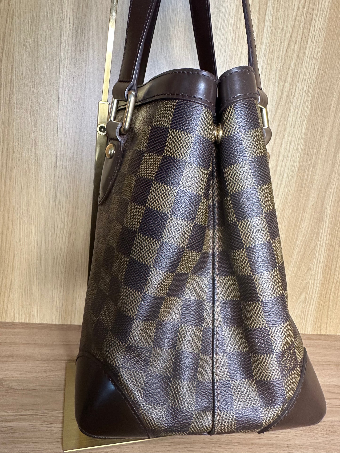 Louis Vuitton Hampstead PM Damier Ebene Tote Bag | Brown Canvas Shoulder Handbag