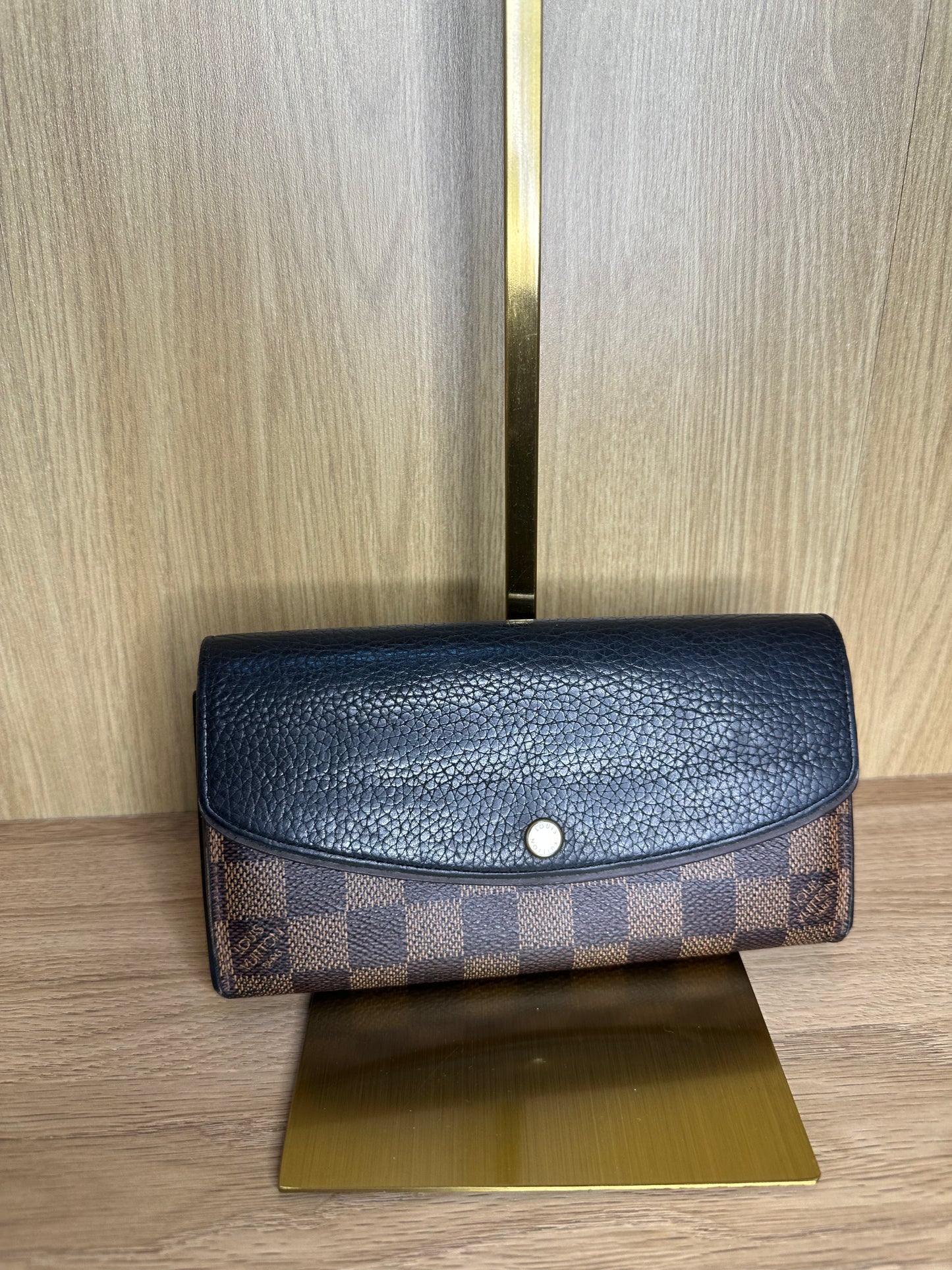 Louis Vuitton Damier Ebene Normandy Wallet | Black Leather Flap Long Wallet