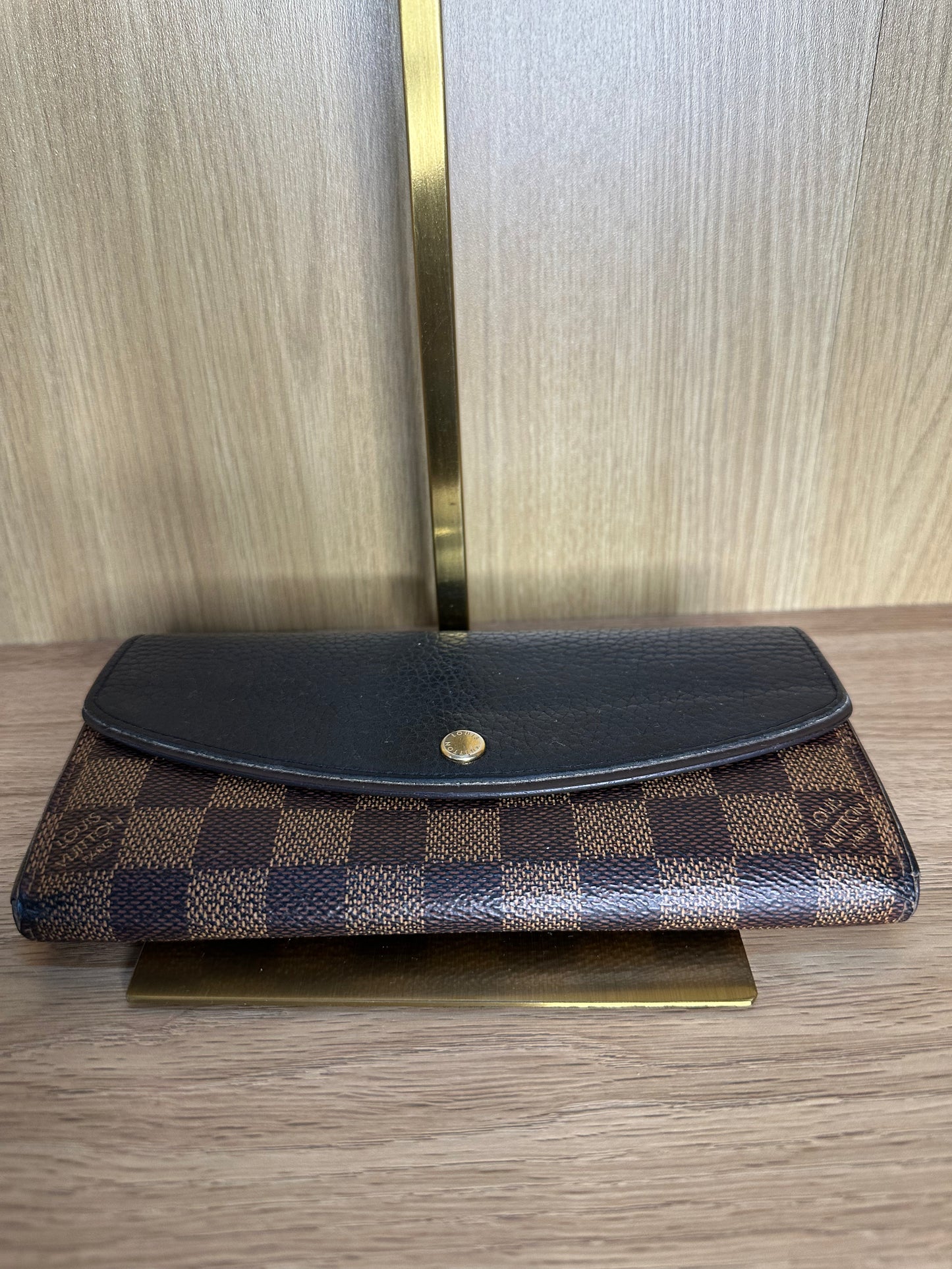 Louis Vuitton Damier Ebene Normandy Wallet | Black Leather Flap Long Wallet