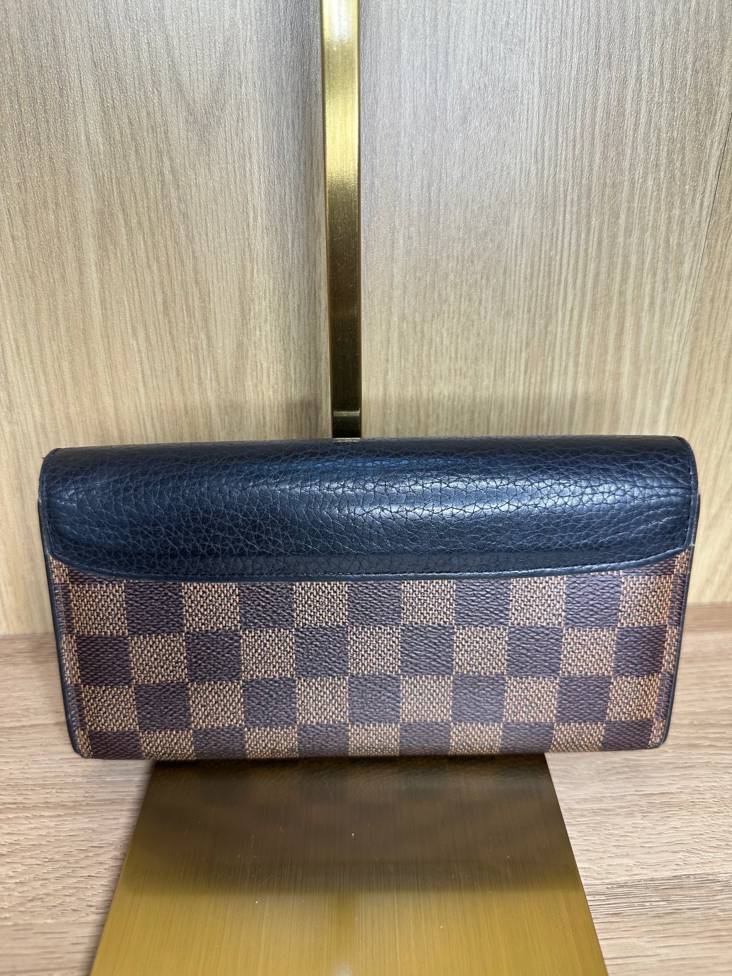 Louis Vuitton Damier Ebene Normandy Wallet | Black Leather Flap Long Wallet