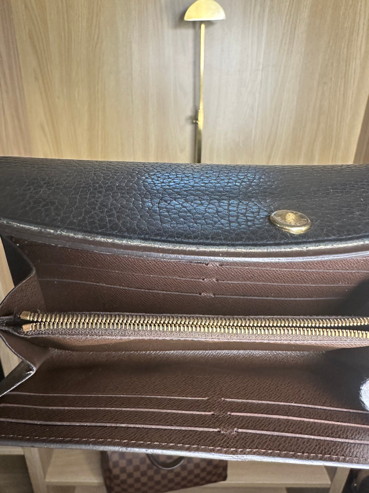 Louis Vuitton Damier Ebene Normandy Wallet | Black Leather Flap Long Wallet