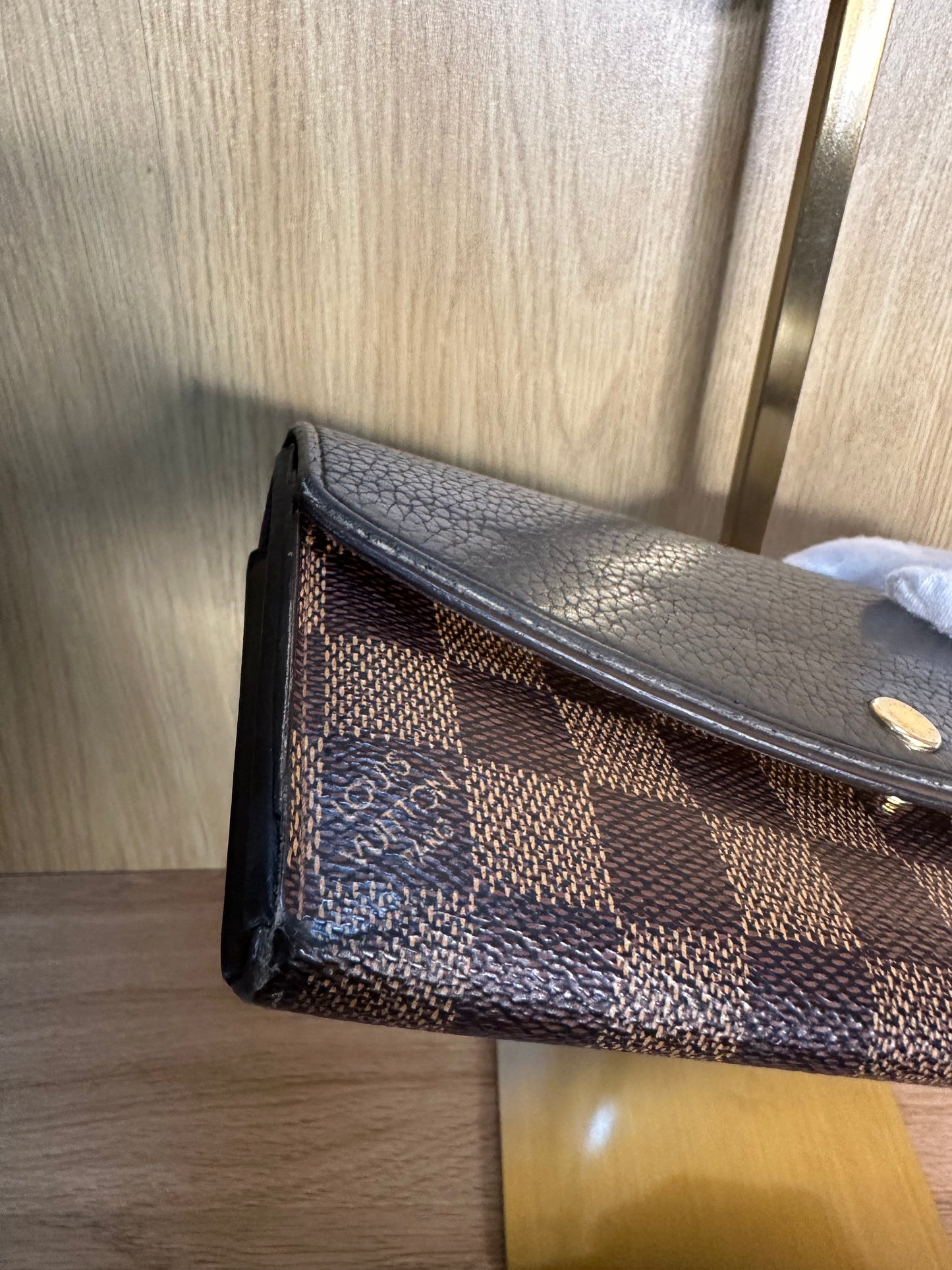 Louis Vuitton Damier Ebene Normandy Wallet | Black Leather Flap Long Wallet