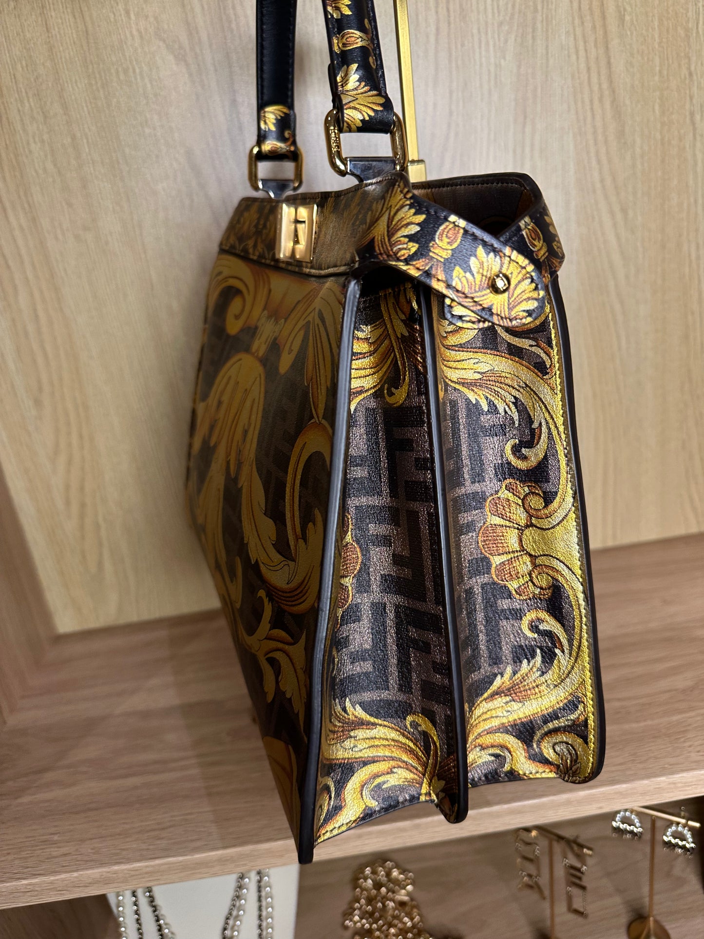 Fendi x Versace Fendace Peekaboo ISeeU Medium Satchel | FF Baroque Crossbody Bag