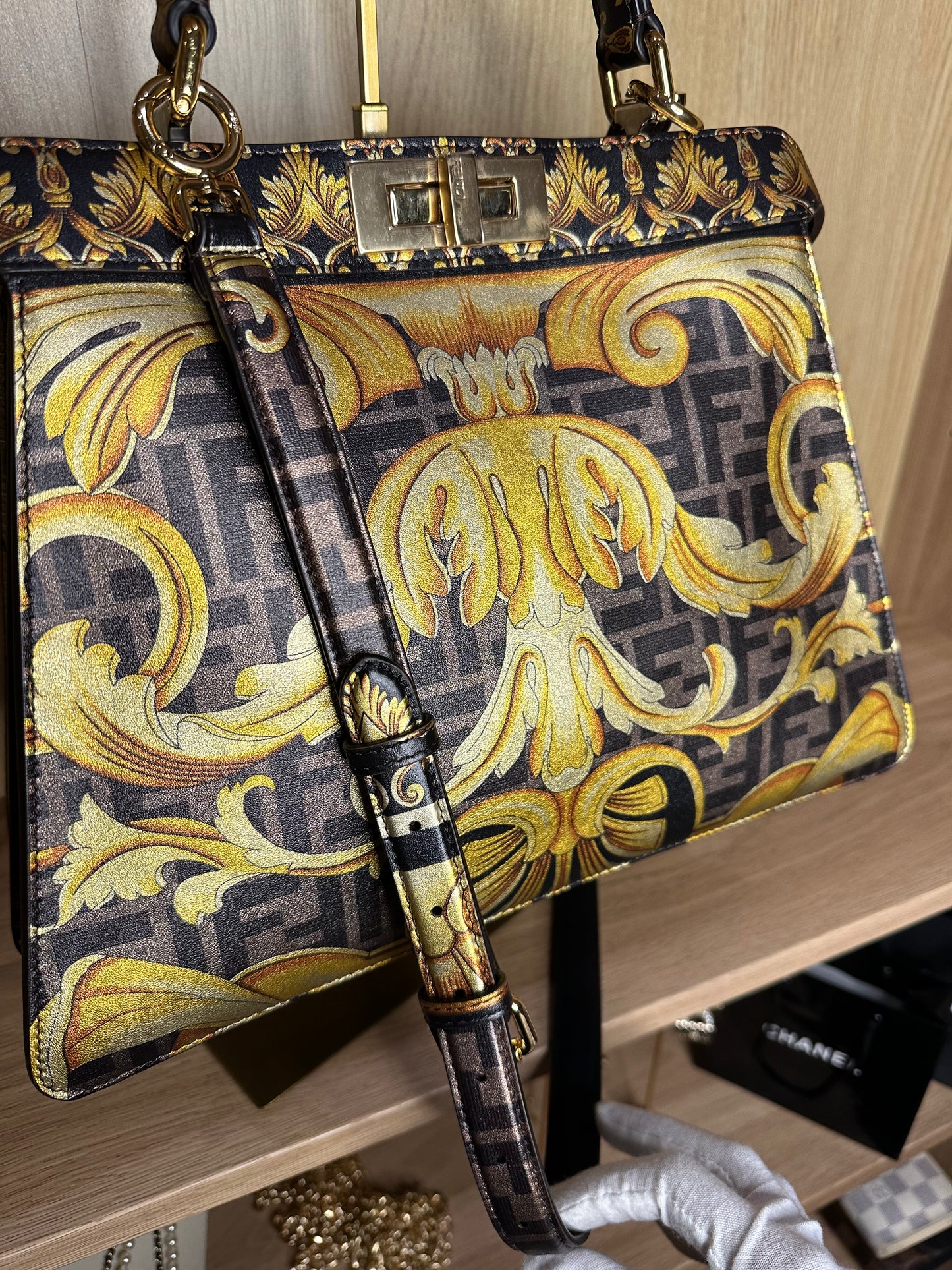 Fendi x Versace Fendace Peekaboo ISeeU Medium Satchel | FF Baroque Crossbody Bag