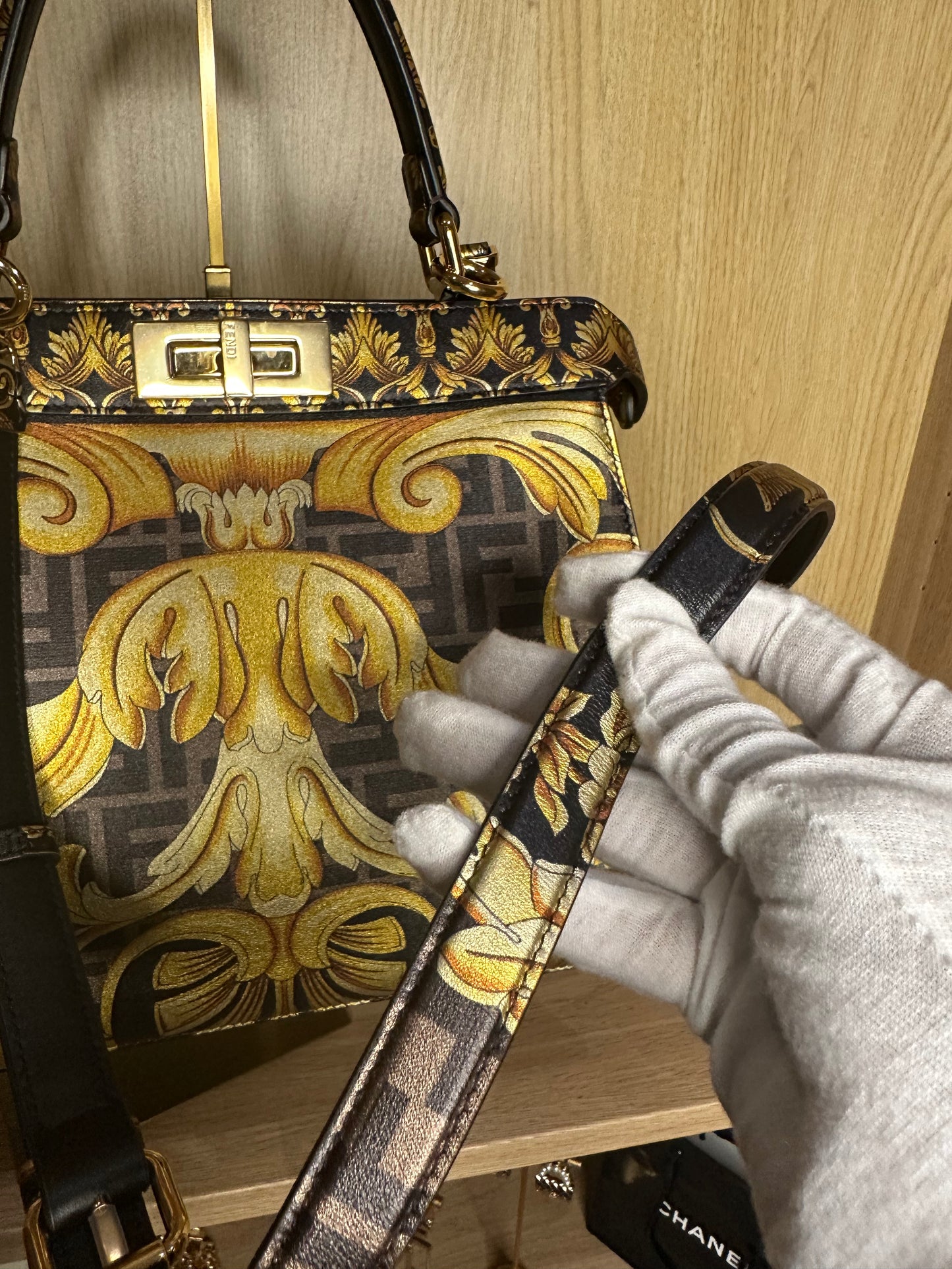Fendi x Versace Fendace Peekaboo ISeeU Medium Satchel | FF Baroque Crossbody Bag