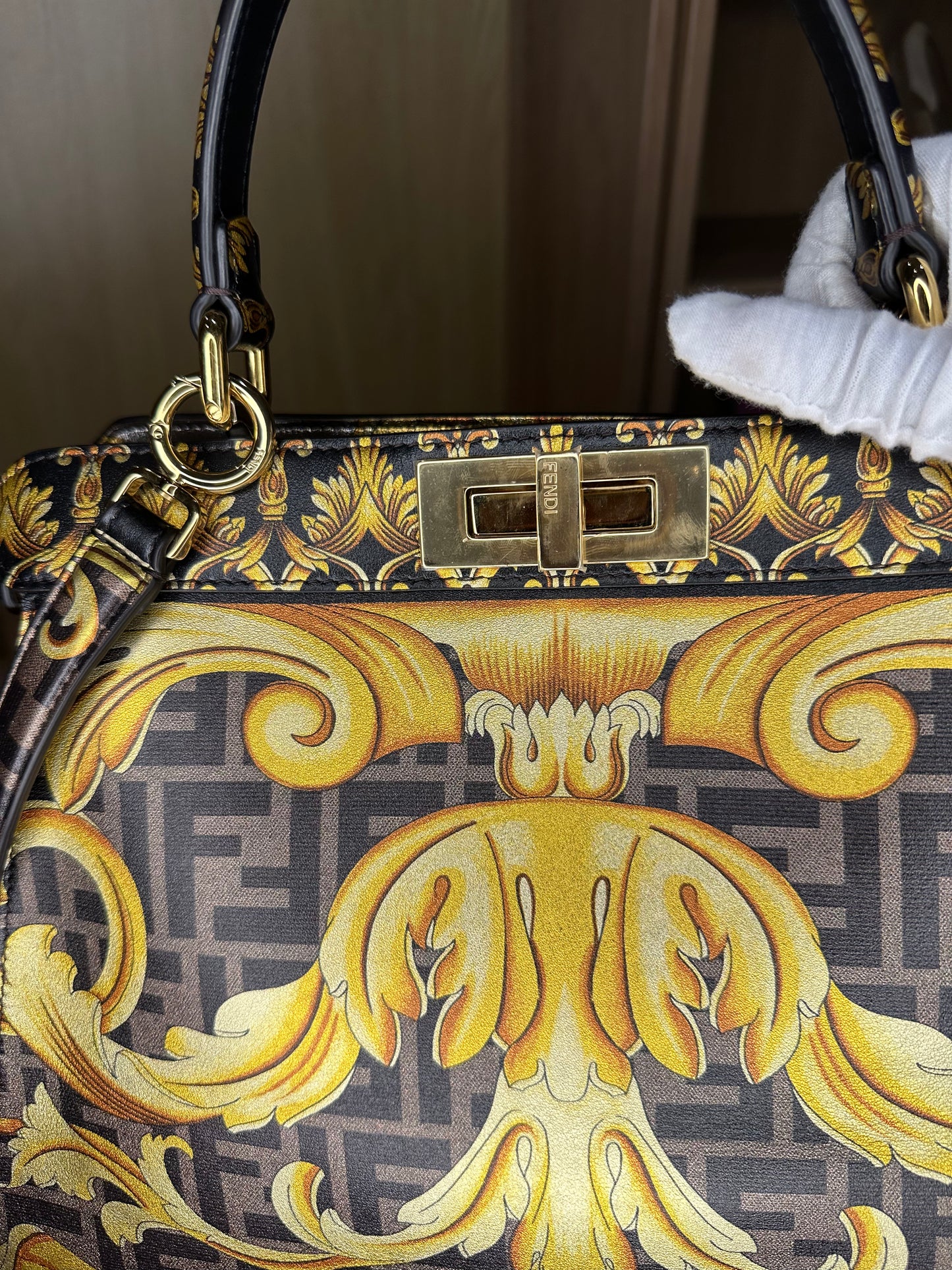 Fendi x Versace Fendace Peekaboo ISeeU Medium Satchel | FF Baroque Crossbody Bag