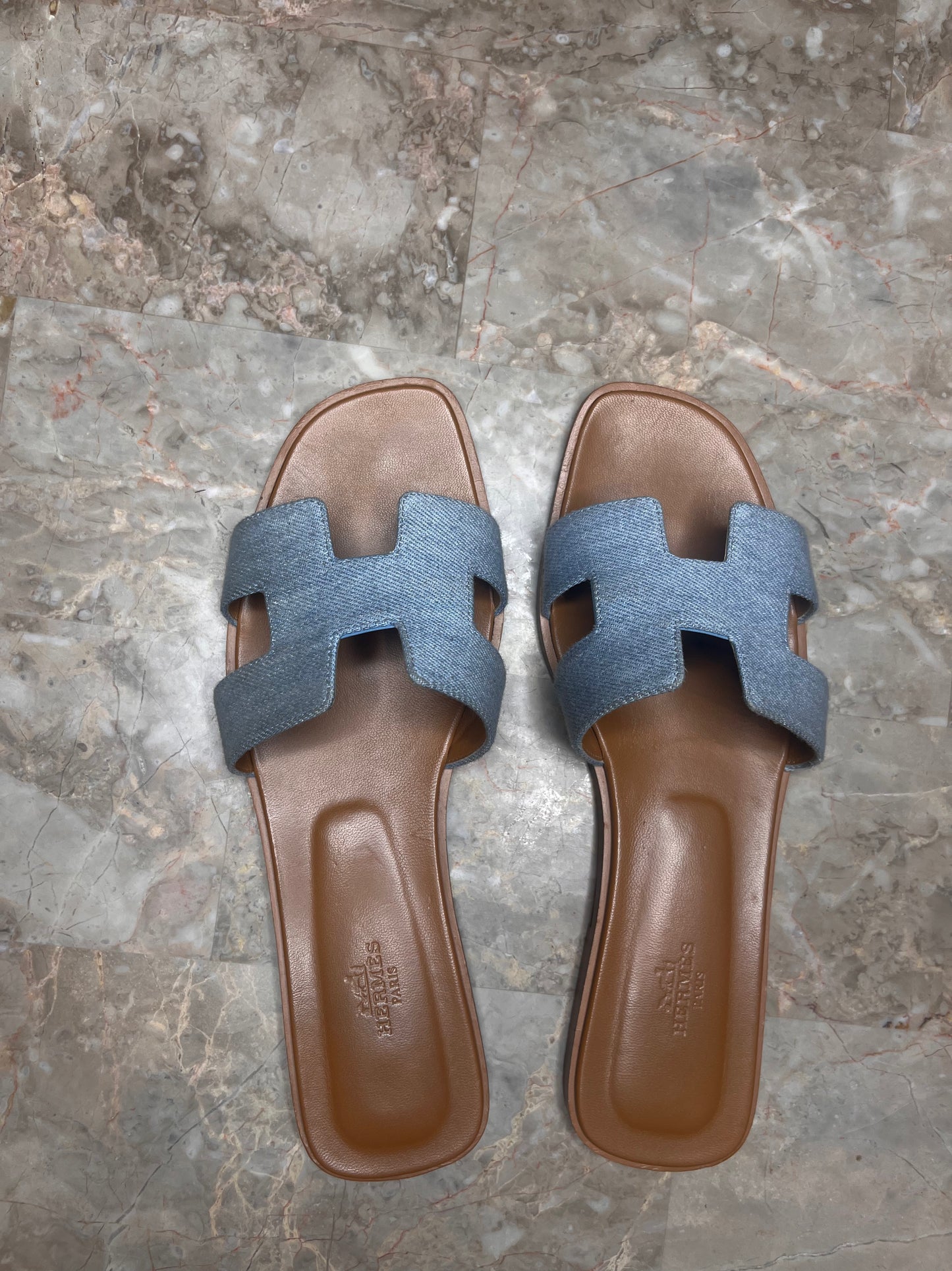 Hermès Oran Denim Sandals Blue – Limited Edition Women’s Size 40
