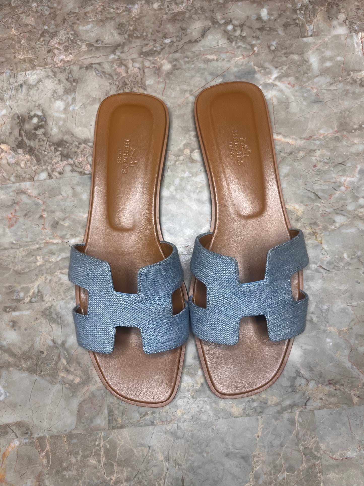 Hermès Oran Denim Sandals Blue – Limited Edition Women’s Size 40