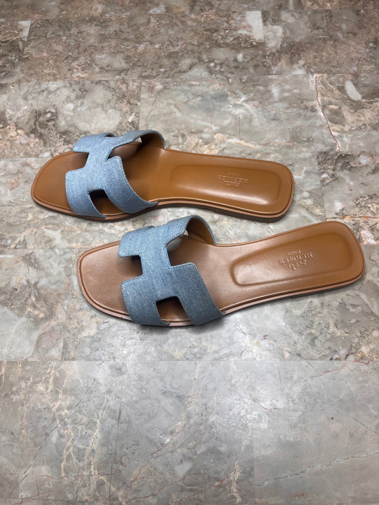 Hermès Oran Denim Sandals Blue – Limited Edition Women’s Size 40