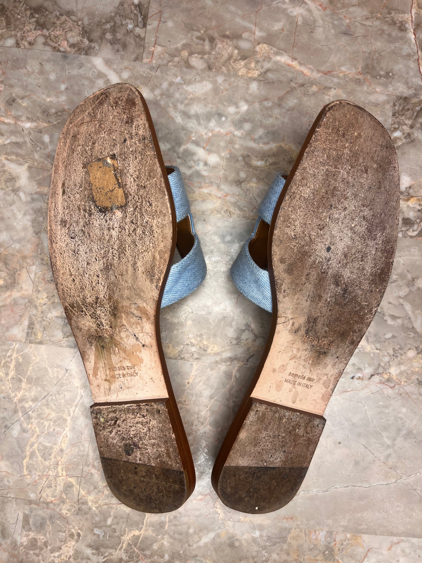 Hermès Oran Denim Sandals Blue – Limited Edition Women’s Size 40