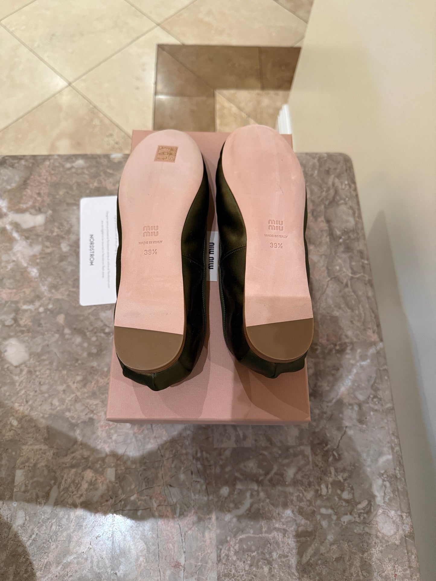 MIU MIU OLIVE GREEN BALLET  FLATS