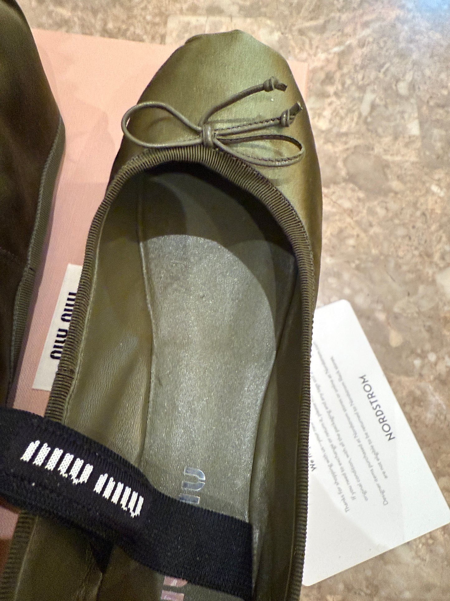 MIU MIU OLIVE GREEN BALLET  FLATS