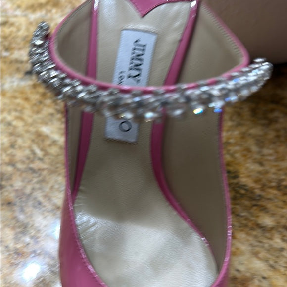 JIMMY CHOO Pink Bing Crystal Embellished Satin Heels – Size 40 (Pre-Owned)