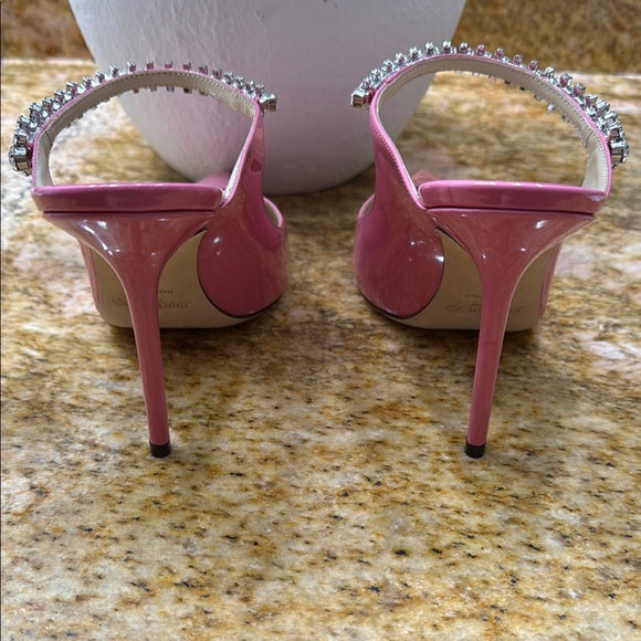 JIMMY CHOO Pink Bing Crystal Embellished Satin Heels – Size 40 (Pre-Owned)