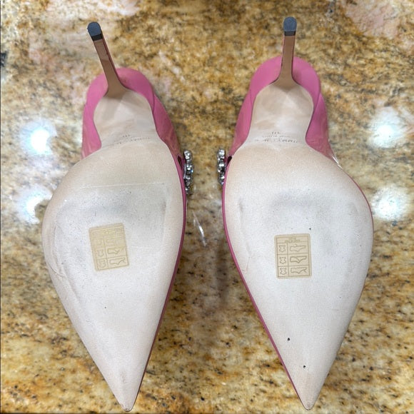 JIMMY CHOO Pink Bing Crystal Embellished Satin Heels – Size 40 (Pre-Owned)