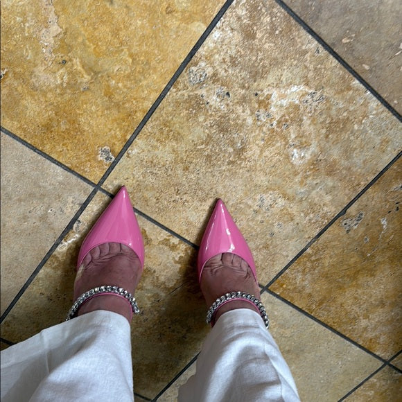 JIMMY CHOO Pink Bing Crystal Embellished Satin Heels – Size 40 (Pre-Owned)