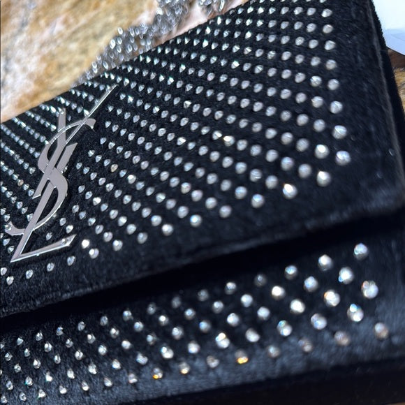 Yves Saint Laurent Black and Silver Crossbody Bag