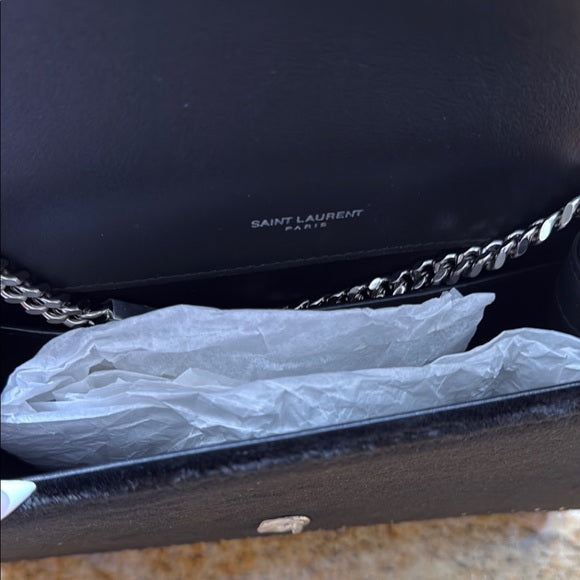 Yves Saint Laurent Black and Silver Crossbody Bag