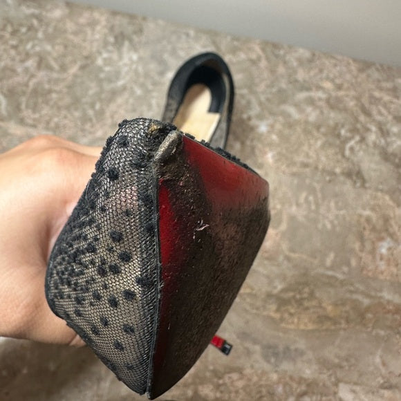 CHRISTIAN LOUBOUTIN Black Follies Lace 100 Heels – Size 40.5 (Pre-Owned)
