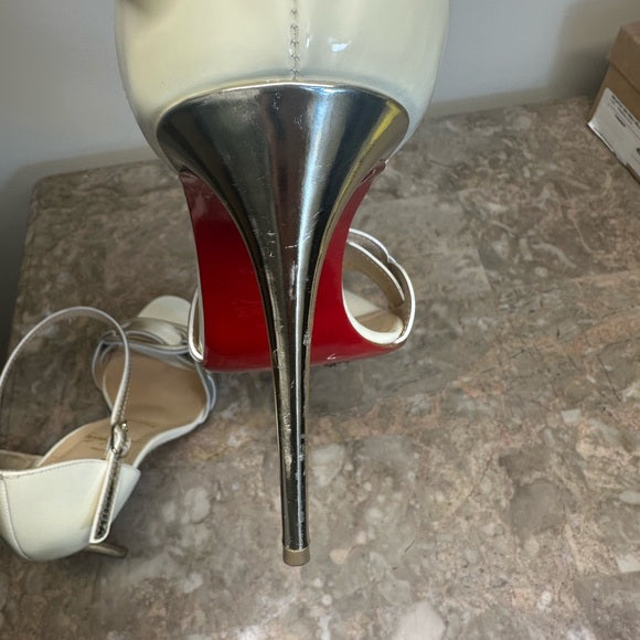 Authentic Christian Louboutin Valparaiso 100 Sandals – White Patent Leather (Includes Box & Dust Bag)