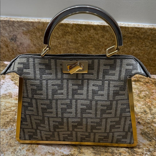 Fendi Peekaboo Iseeu Small Ciniglia  FF Gray and Gold and Palladium