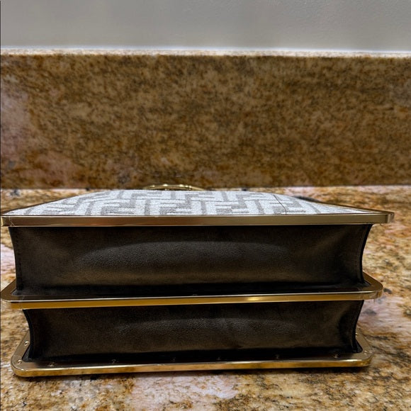 Fendi Peekaboo Iseeu Small Ciniglia  FF Gray and Gold and Palladium