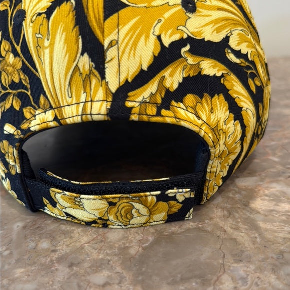 Versace Barocco Logo Baseball Cap – Black & Gold Baroque Print Cotton Hat