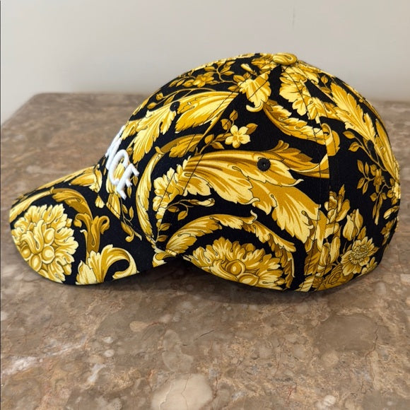 Versace Barocco Logo Baseball Cap – Black & Gold Baroque Print Cotton Hat
