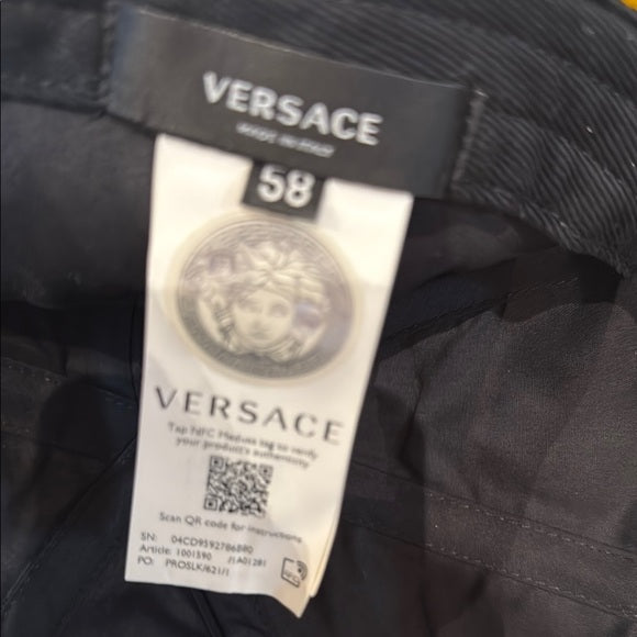 Versace Barocco Logo Baseball Cap – Black & Gold Baroque Print Cotton Hat