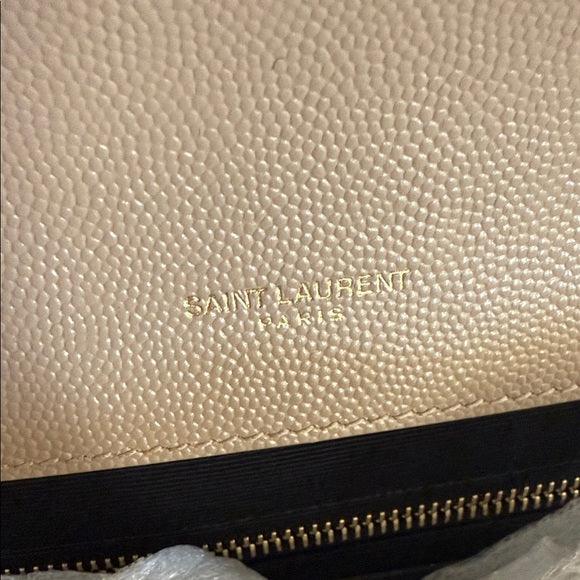 (New) Yves Saint Laurent Taupe Quilted Large Envelope Shoulder Bag