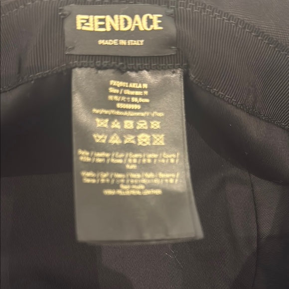 FENDI x VERSACE “FENDACE” Black and Gold Canvas Logo Bucket Hat