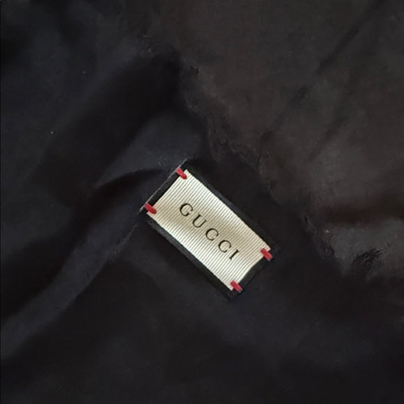 GUCCI Black Multicolor Logo Silk Modal Scarf – “Coco Capitan” Design (Pre-Owned)