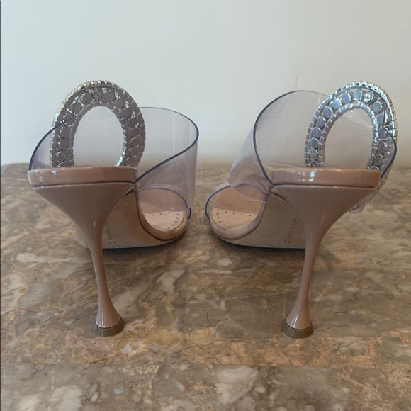 Manolo Blahnik Tan Crystal Embellished Heels – Size 41 (Worn Once)