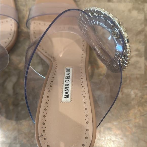 Manolo Blahnik Tan Crystal Embellished Heels – Size 41 (Worn Once)