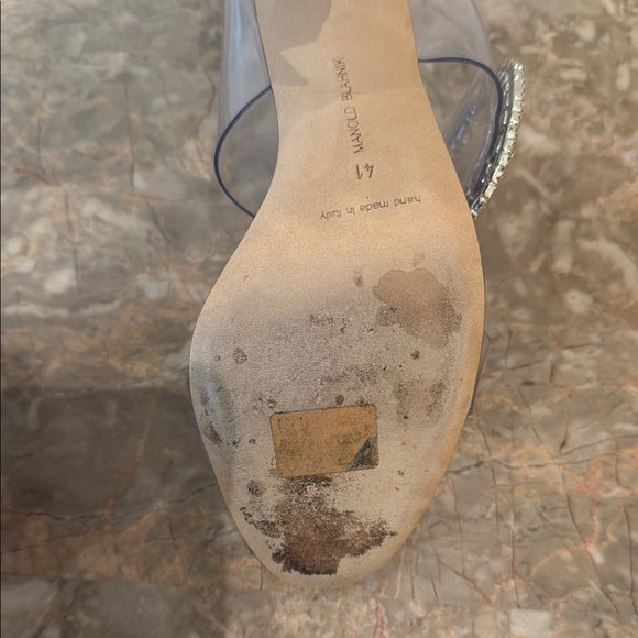 Manolo Blahnik Tan Crystal Embellished Heels – Size 41 (Worn Once)