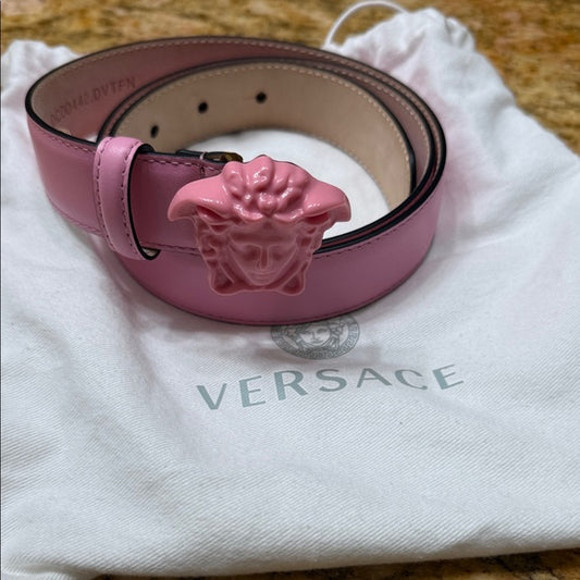 Versace Light Pink Belt – Iconic Medusa Buckle