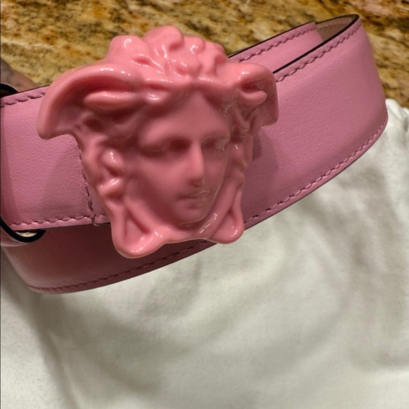 Versace Light Pink Belt – Iconic Medusa Buckle