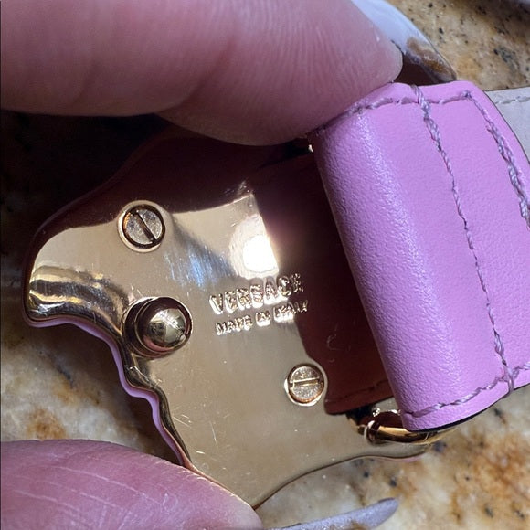 Versace Light Pink Belt – Iconic Medusa Buckle