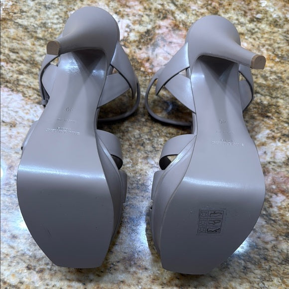 Yves Saint Laurent Tribute T-Strap cream High Heel Platform Sandals