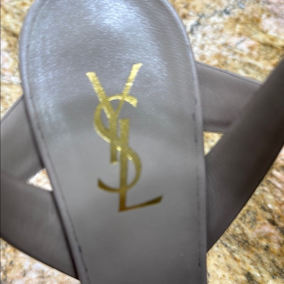 Yves Saint Laurent Tribute T-Strap cream High Heel Platform Sandals
