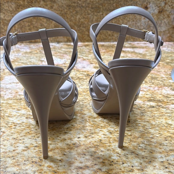Yves Saint Laurent Tribute T-Strap cream High Heel Platform Sandals