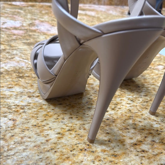 Yves Saint Laurent Tribute T-Strap cream High Heel Platform Sandals